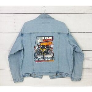 Vtg 80's Rivers End Denim Road Riders Abilene Tx Biker Jacket Jean Jacket Size L